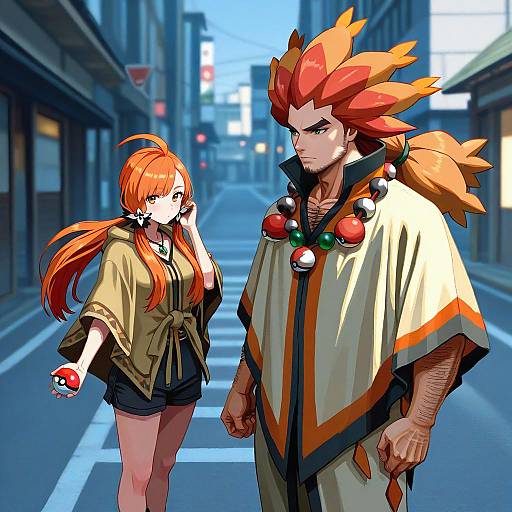 Illustration of Alder (pokemon), pokemon in the style of Shiren (ourboy83)