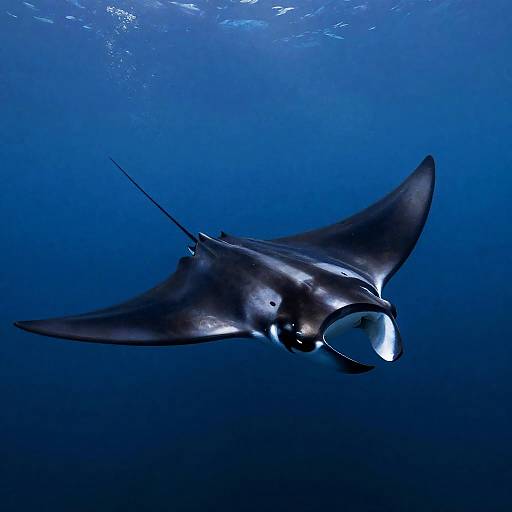 Graceful Manta Ray in Twilight Ocean