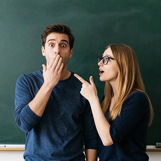 Intense Conversation by the Chalkboard