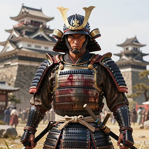Fierce Samurai Warrior in Full Armor