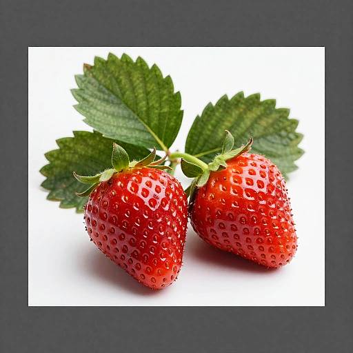 Bright Red Strawberries with Green Leaves