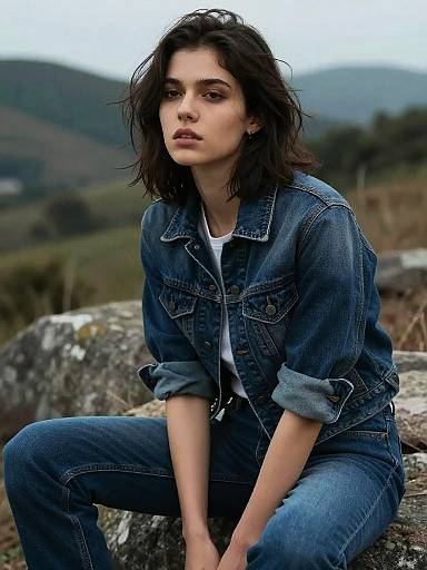 Moody Denim Portrait in Rugged Outdoors