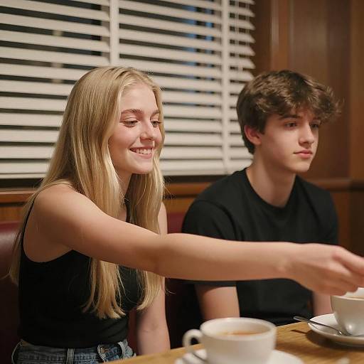 Teenagers in Dimly Lit Restaurant