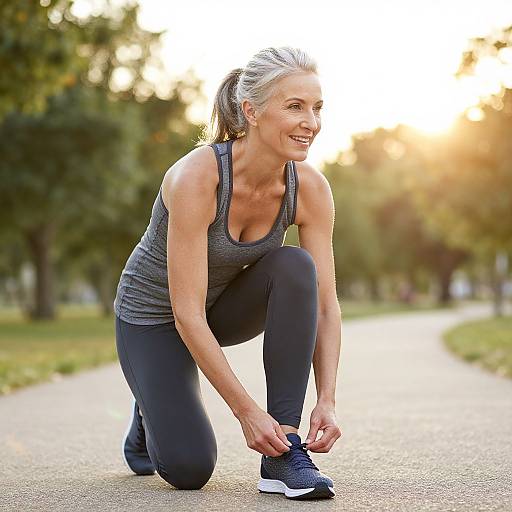 Mature Woman Runner Embracing Fitness