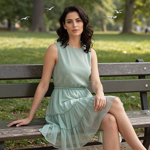 Serene Woman in Sage Green Dress