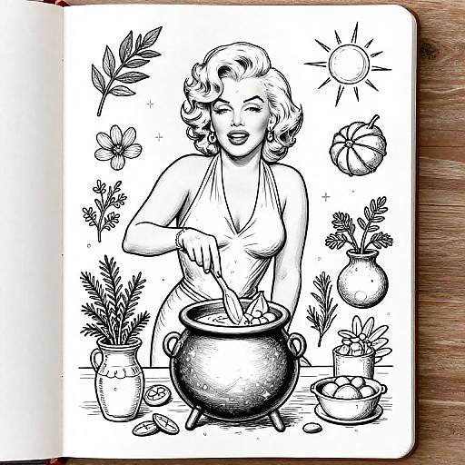 Marilyn Monroe as a Witch Coloring Page