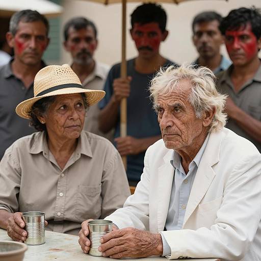 Elderly Man and Woman at a Table