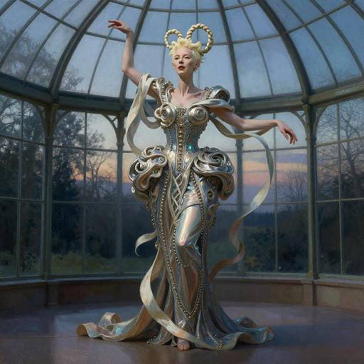 Iridescent Sculptural Dancer in Glass Conservatory
