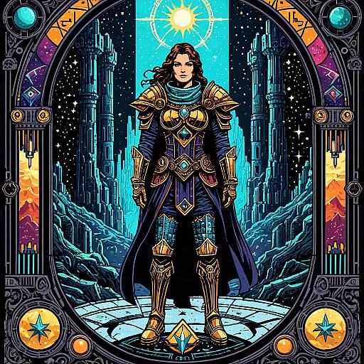 Cosmic Nebula Warrior Tarot Card