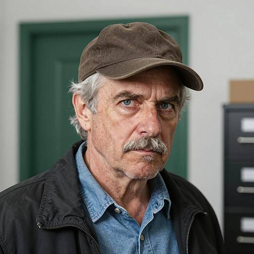 Middle-aged Man Wearing Brown Cap and Black Jacket