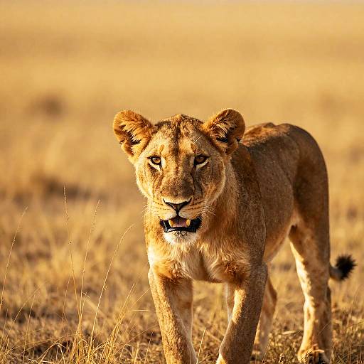 Young Lion Camouflaged in Savannah