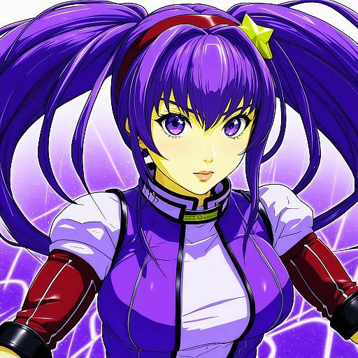 Illustration of Asamiya athena, the king of fighters in the style of Dodai shouji