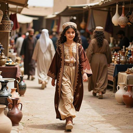 Assyrian Girl in Ancient Marketplace