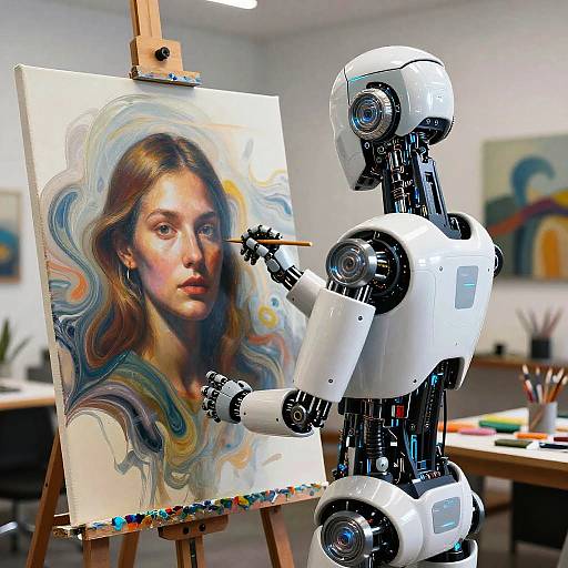 AI Robot Creating Surreal Art