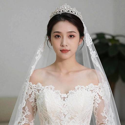 Elegant Bride in Lace Wedding Dress