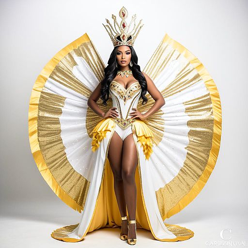 Thrilled Carnival Queen in Sparkling Costume