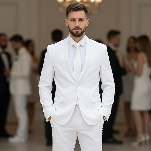 Stylish All-White Formal Male Attire