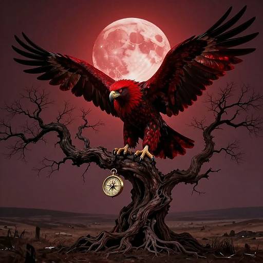 Surreal Crimson Moon Dreamscape
