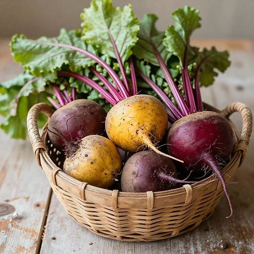 Rustic Basket of Fresh Beets