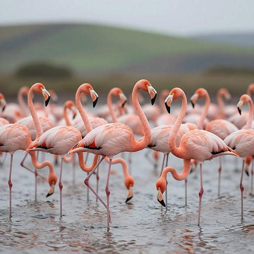 Stunning Flock of Flamingos in Nature