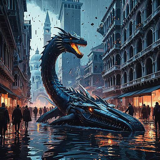 Futuristic Venice Under Siege by Sapphire Sea Serpent