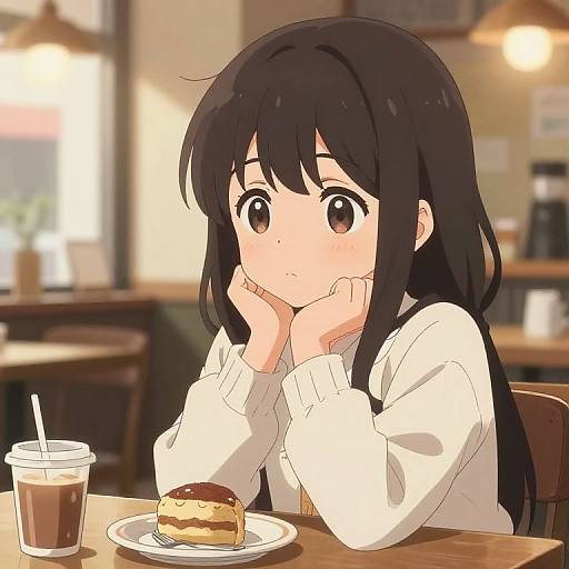 Cozy Anime Café Scene