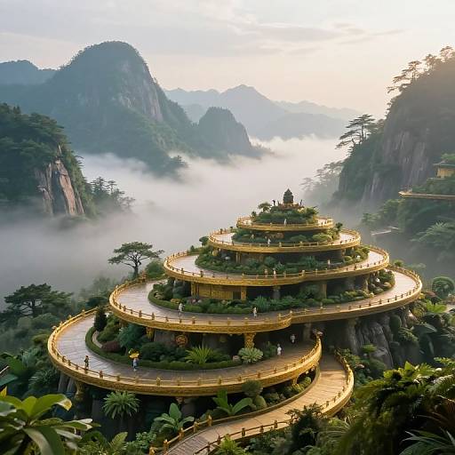 Majestic Golden Stone Platforms Ascend