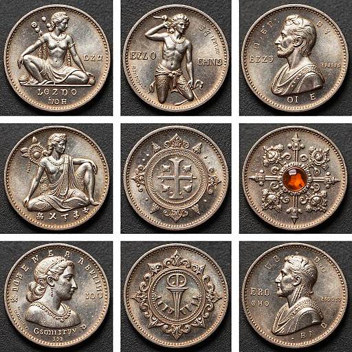 Intricate Silver Coins and Jewelry Collage