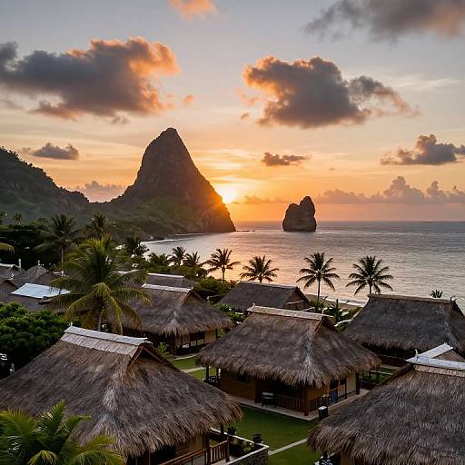 Picturesque Coastal Village at Sunset
