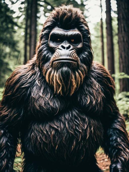 Man in Bigfoot Costume in Forest