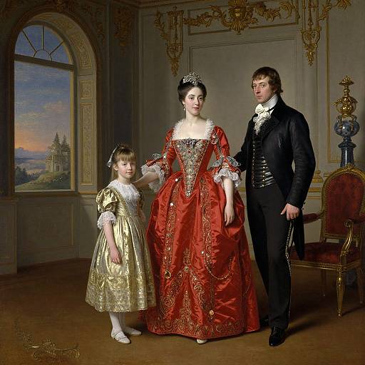 Regal Family Portrait in Classical Oil