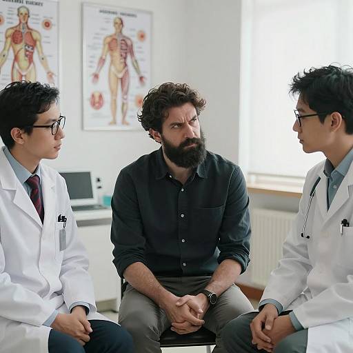 Three Men in a Medical Office Scene
