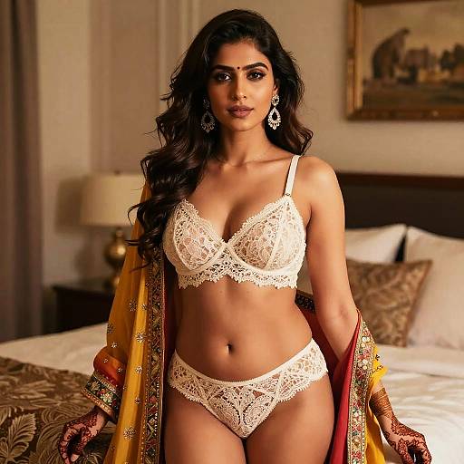 Elegant Indian Lingerie with Henna