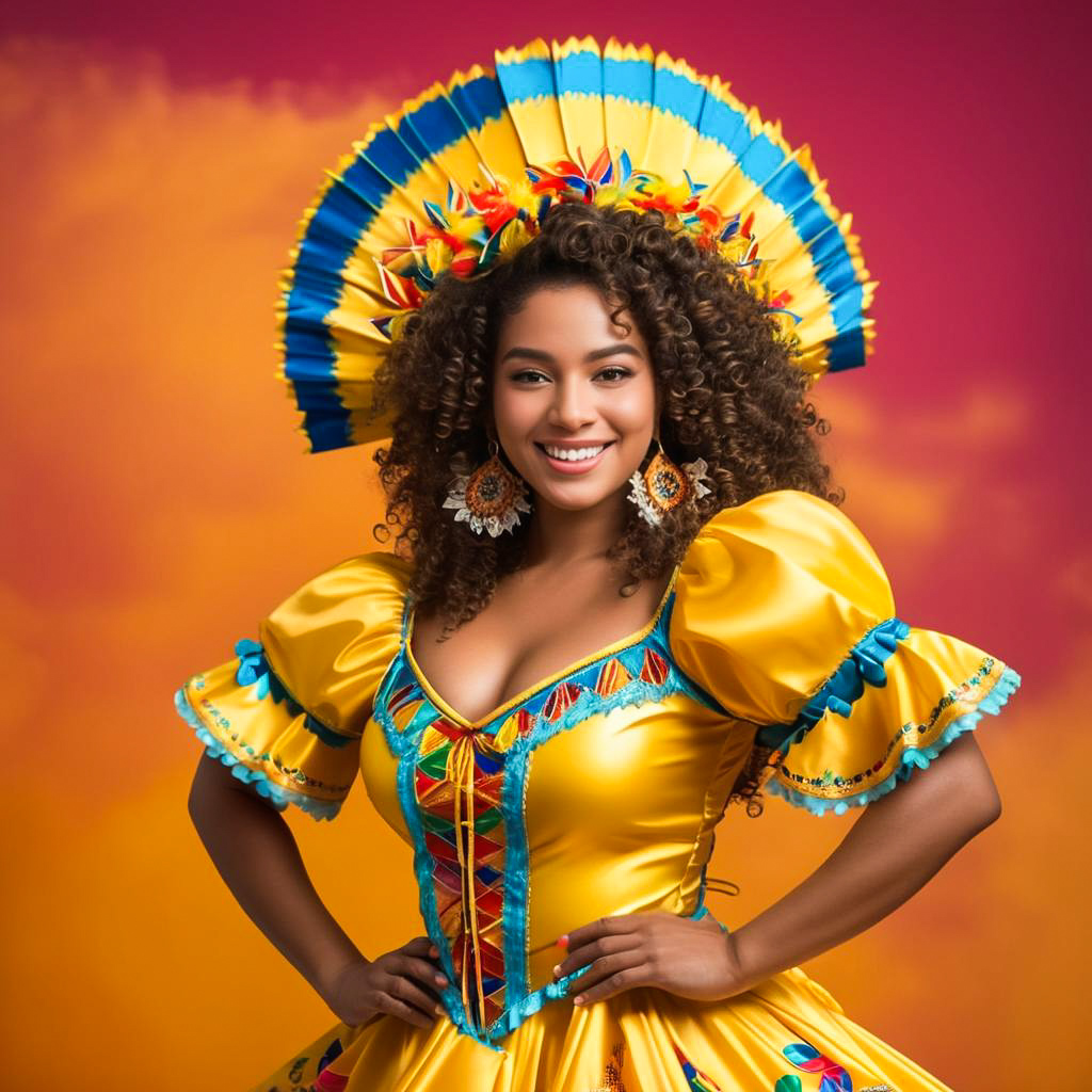 Colombian Dancer in Vibrant Carnival Attire