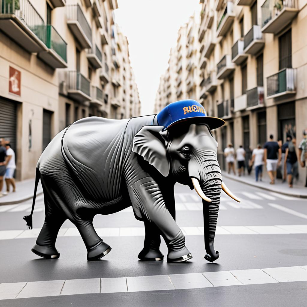 Hip-Hop Elephant on Barcelona Streets