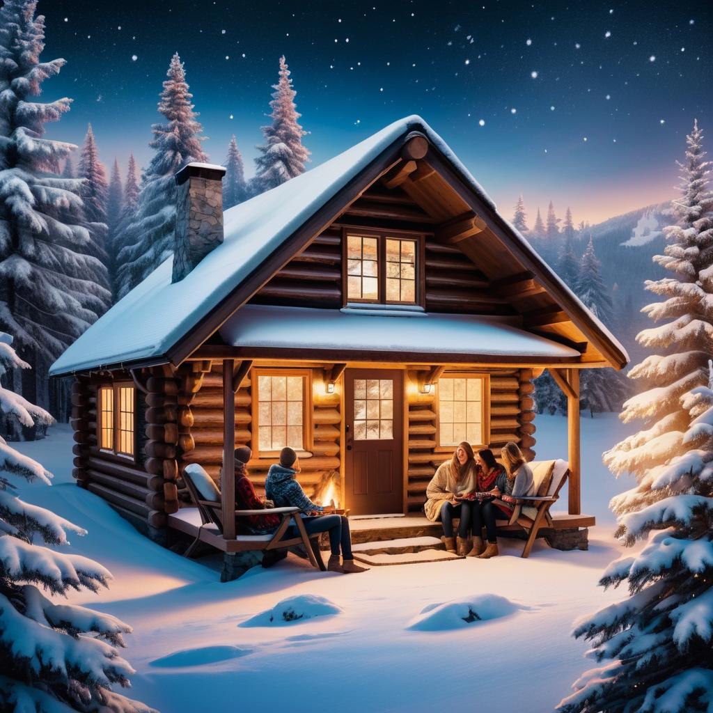 Cozy Winter Cabin with Friends and Gifts