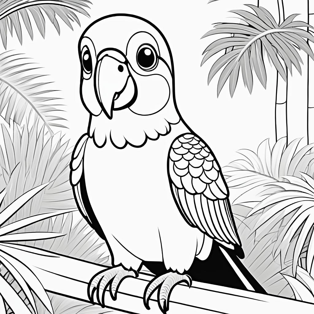 Cute Parrot Coloring Page for Kids