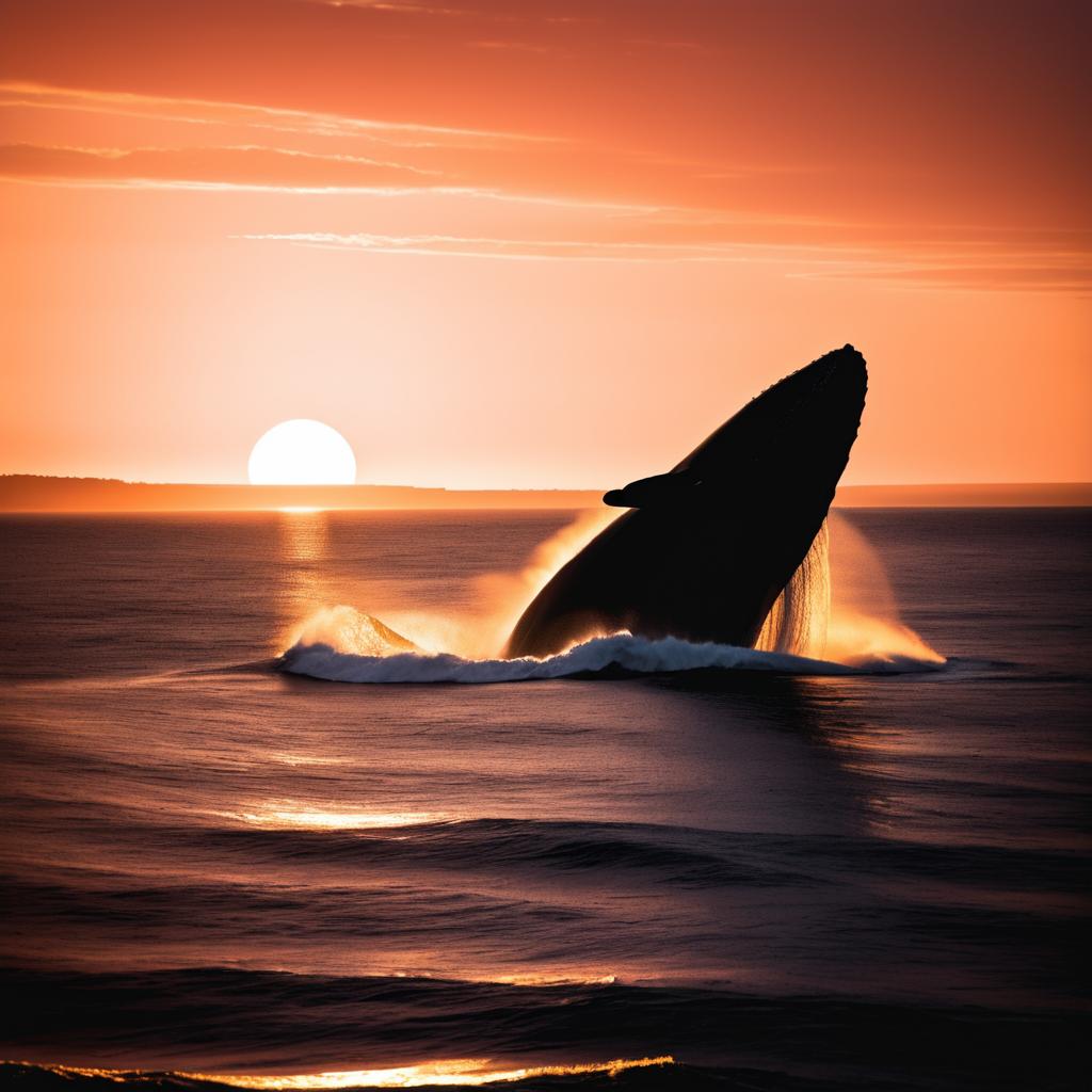 Dramatic Sunset Whale Breach Photography