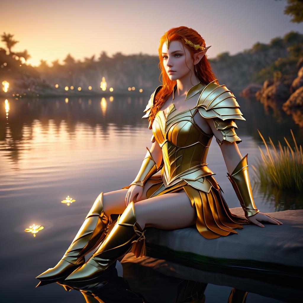 Twilight Elf Warrior Beside Serene Lake