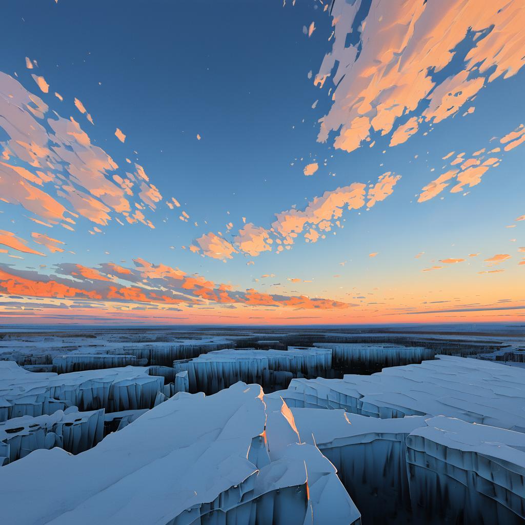 Serene Tundra at Sunset with Ice Formations