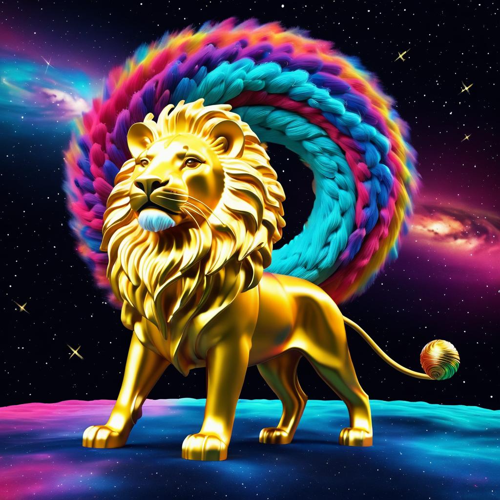 Surreal Space Lion Art Installation