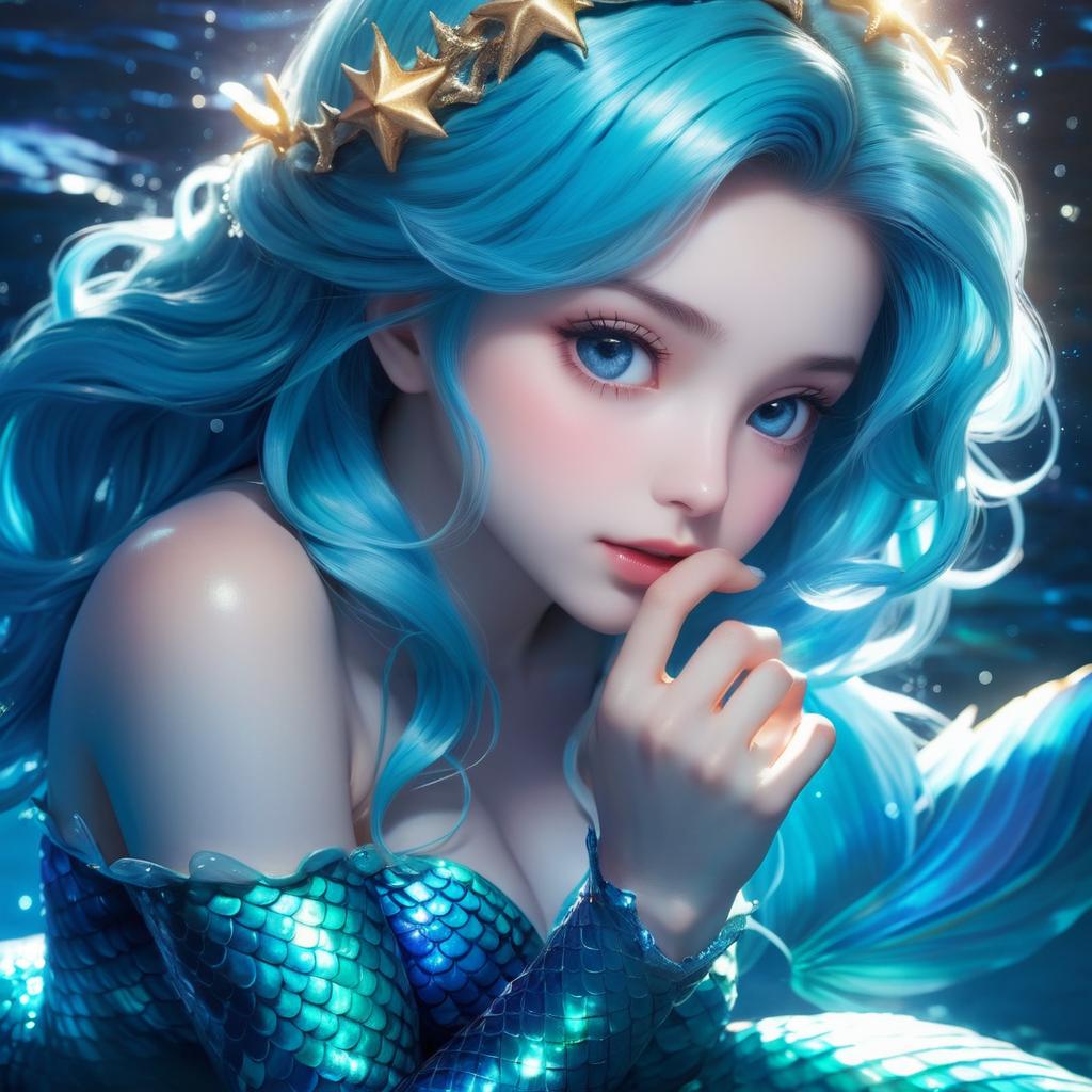 Mischievous Celestial Mermaid in Ecchi Art