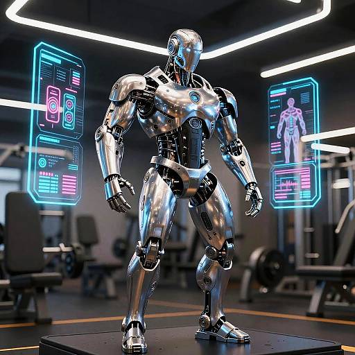 Futuristic AI Sculpting Muscular Human