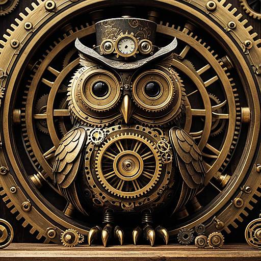 Steampunk Owl Inventor Sculpture