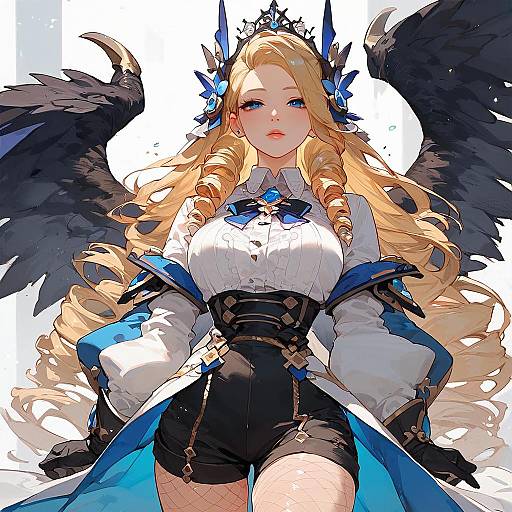 Maternal Blonde Anime Girl with Wings