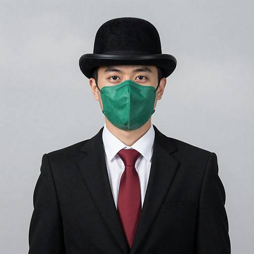 Mysterious Man in Suit and Mask
