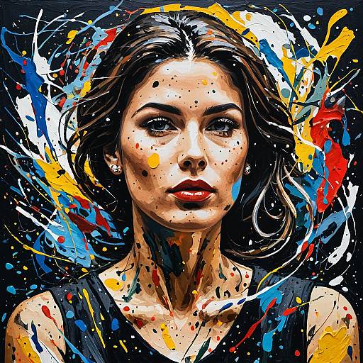 Elegant Lady in Colorful Gouache Impasto