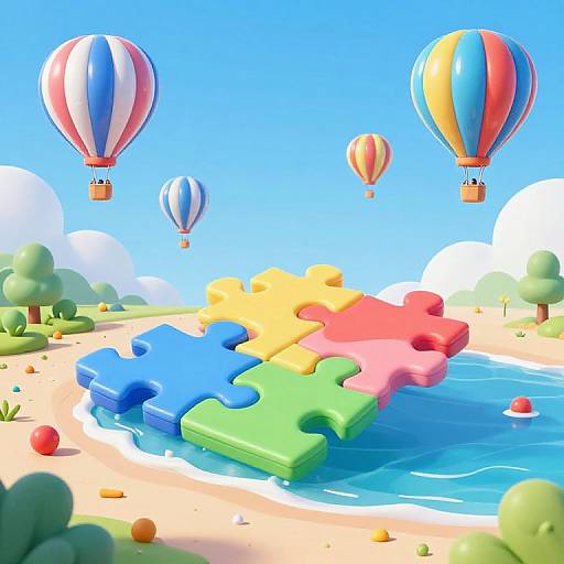 Vibrant Hot Air Balloons Over Bay