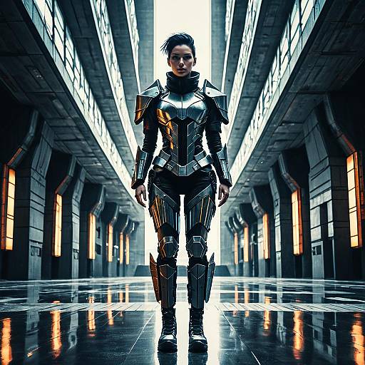 Futuristic Woman in Cyberpunk Armor