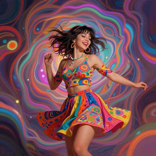 Psychedelic Dance of the Colorful Woman